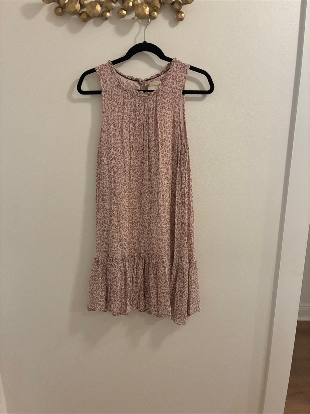 Anthropologie Dusty Rose Floral Mini Dress